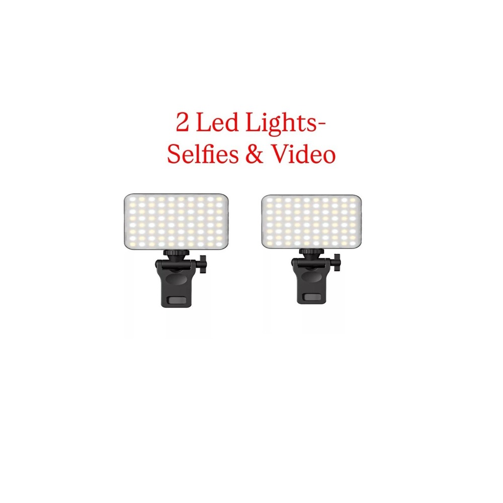 2 Selfie‎ Lights For Phone Dimmable 3 Light Modes/Rechargeable Battery BRAND NEW